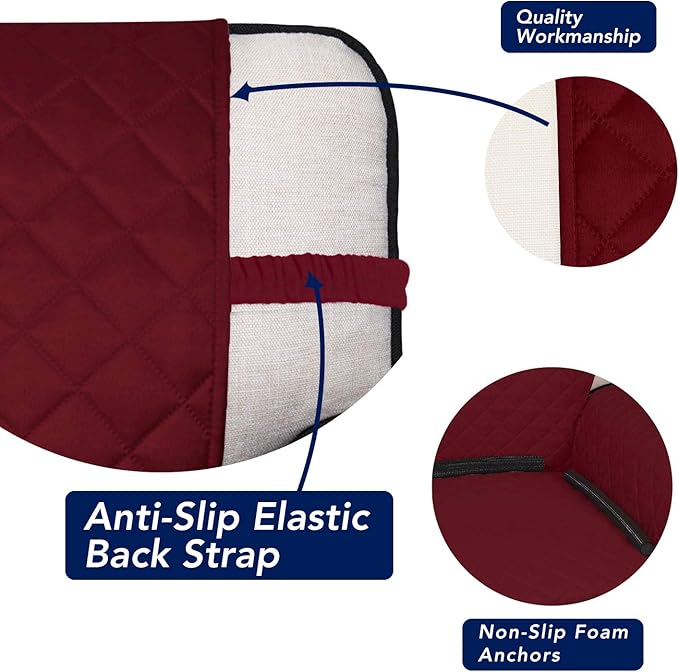 PureFit Reversible Quilted Couch Covers for Dogs Oversized Sofa Cover 78” | Red/Ivory, Water Resistant Couch Protector, Washable Pet Couch Cover with Non Slip and Elastic Straps For Kids - Image 3