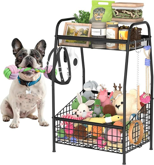 Kaiferty Indestructible Medium Dog Toy basket, Toy Box for Dogs,Pet Toys Bin Dog Metal Wire Basket for Toys, Food Storage, Storage Organizer Chest Storage, Toy Box for Living Room Area (Black) by Kaiferty