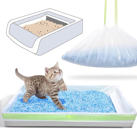 PETOCAT for Cat Litter Liners for Pet Scoop Free Crystal Litter Tray, Open/Hooded Litter Pan and Pull-Out Litter Box Sliding Drawer, Disposable Replacement Kitty Poop Bags (15 Count, 37 W x 13 H) by PETOCAT