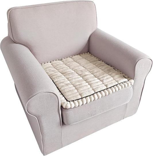 U-NICE HOME Fuzzy Chair Cover Arm Covers, Beige, 27.6''x27.6'' | Non-Slip, Washable, Couch cover for dog, Pet friendly, Furniture Protector by U-NICEHOME