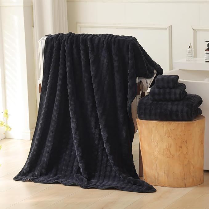 Bath Sheets Set 40x80 Inches Microfiber Extra Large BathTowels Super Soft Absorbent Quickly Dry Shower Towels for Bathroom (Black,PK 1) - Image 4