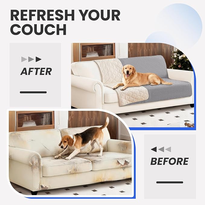 Waterproof Dog Bed Cover, Non-Slip Dog Blanket for Couch, Couch Covers for Dogs Washable, Pet Blanket for Furniture, Pet Bed Mat for Sofa, Car, Pet Supplies (82x82 Inch, Light Grey) - Image 7