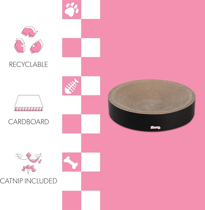 CSR1010H Nelson 20.13" Modern Cardboard Round Bowl Cat Scratcher with Catnip, Ink - Image 4