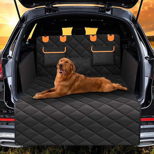 4-in-1 SUV Cargo Liner for Dogs, Non-Slip Water Resistant Pet Trunk Mat with Side Flaps Protector & Back Seat Organizer, Dog Backseat Cover for SUVs Vans by EasyHaWei