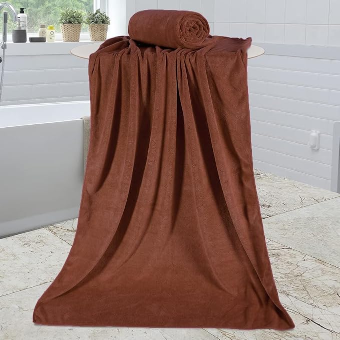 JML Microfiber Bath Towels, 30" x 60", 4 Pack, Brown | Oversized, Soft, Super Absorbent, Fast Drying Bathroom Towel Set for Sport, Fitness, Yoga - Image 3