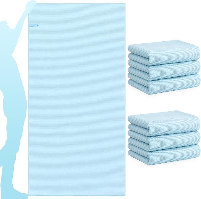 Peryiter 6 Pcs Oversized Microfiber Beach Towels Large Quick Dry Pool Towels Absorbent Camping Travel Blanket Set for Women Men Bath Beach(Micro Stripe,31 x 63 Inch,Light Blue) by Peryiter
