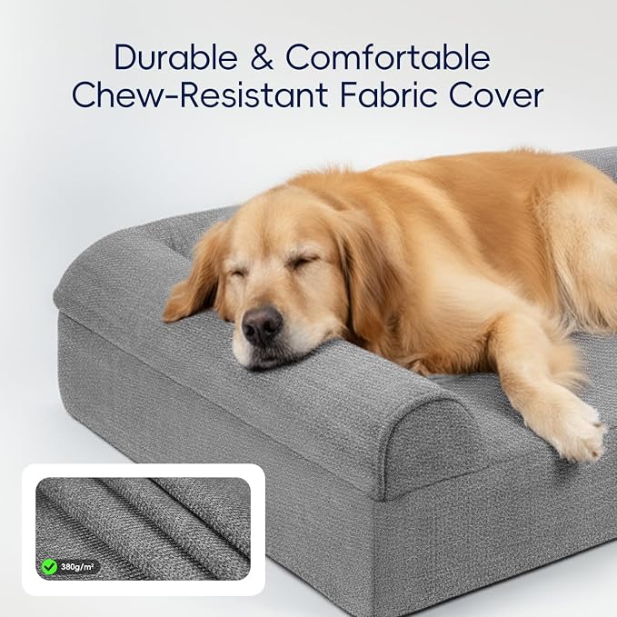 Sytopia 42 Inch Indestructible Dog Beds for Large Dogs, Big Chew Proof Orthopedic Egg Crate Foam Pet Bed with Washable Removable Cover and Anti-Slip Bottom, Grey - Image 6