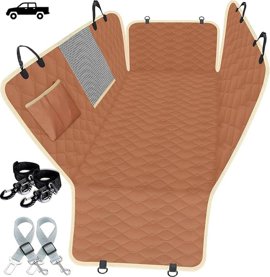 Lassie XL Truck Dog Seat Cover Back Seat with 2 Seat Belts, Dog Car Hammock for Large SUV and Trucks Compatible with F150 F250/Chevrolet Silverado/Ram Pickup/GMC Sierra/Toyota Tundra and Crew Cab by Lassie