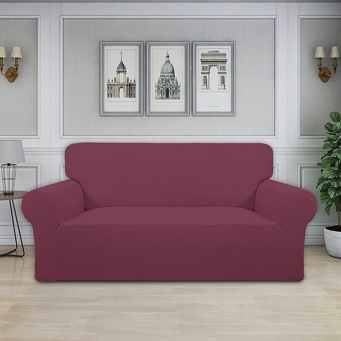 Easy-Going Stretch Oversized Loveseat Couch Covers Washable ASH Rose | 1-Piece Large Loveseat Cover for 2 Cushion Couch Furniture Protector RV Sofa Slipcover Soft with Bottom for Kids Pets - Image 2