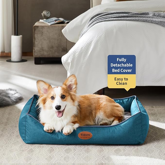 Tidore Orthopedic Dog Beds for Medium Dogs, Durable Egg Crate Foam Sofa Dog Bed wit Washable Removable Cover,Waterproof Lining,Pet Bed for Large Dogs (Peacock Blue, 31.5" L x 25.2" W x 7" Th) - Image 2