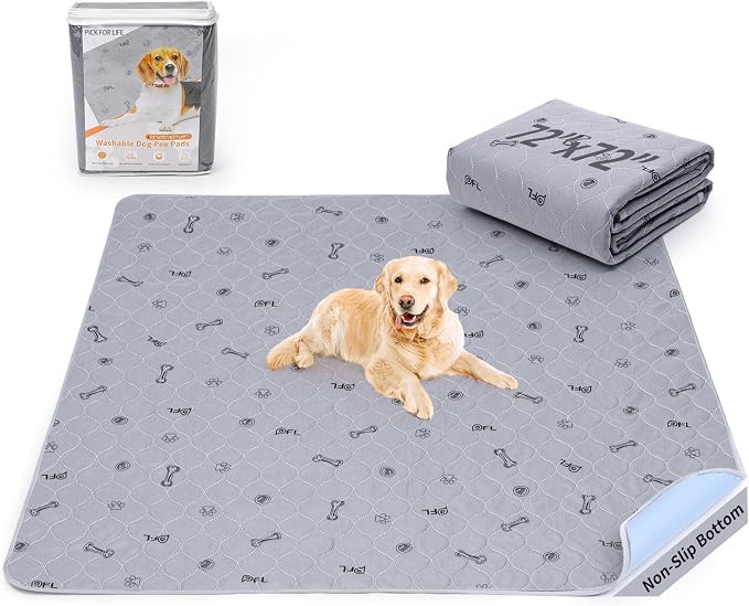 PICK FOR LIFE Washable Dog Pee Pad 72x72 Extra Large, Fast Absorbent Puppy Pads, Reusable Dog Training Pads Waterproof,Non-Slip Whelping Pad for Pet, Playpen, Incontinence, Housebreaking by PICKFORLIFE