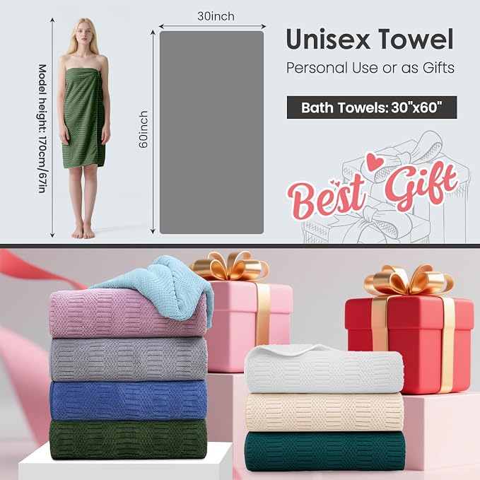 JML Microfiber Bath Towels Set of 4, Large Bathroom Towel for Adult, 30" x 60", Soft, Super Absorbent and Fast Drying, Use for Hair Wrap, Sport, Fitness, Yoga, Diamond Cross Grid Olive-Green - Image 2