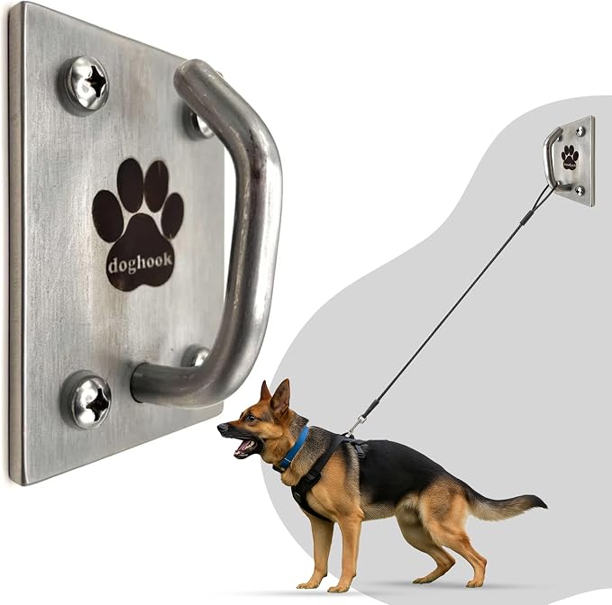 Canine Hitch- Secure Dog Leash Parking Mounted Indoor – Outdoor Wall Hook - Tie Out Stainless Steel Practical Lead Management for Home & Business, Ultimate Strength - Image 9