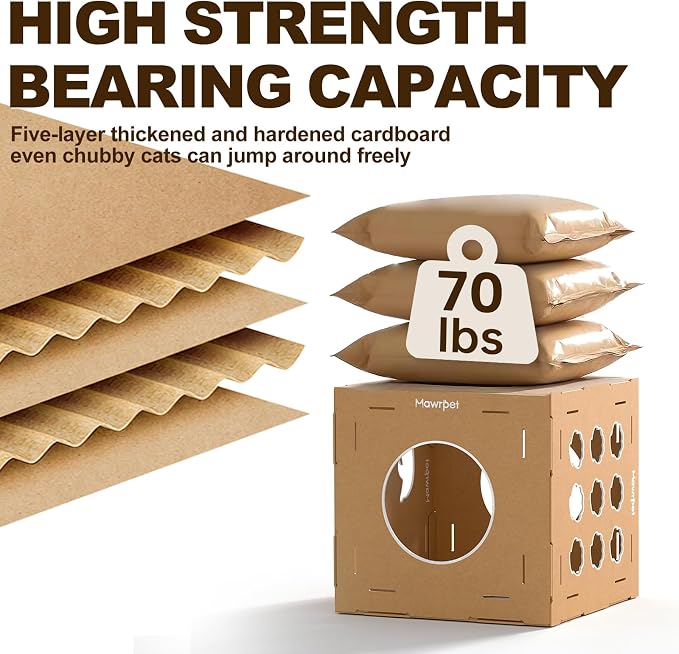 DIY Cat House with Scratcher Cardboard, Condo with Scratching Pads,Cats Play House, DIY Modular Cat Boxes, Indoor Kitty Scratcher Hideout for One or More Cats, Cat Tower Castle Tunnel, 5 Parts - Image 6