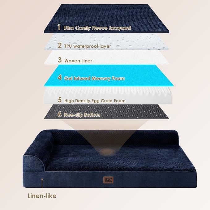 EHEYCIGA XL Dog Bed Memory Foam for Crate, Extra Large Dog Bed Orthopedic with Washable Removable Cover, Waterproof Pet Sofa Couch XLarge Size Dogs, 41x27x6.5, Navy Blue - Image 5