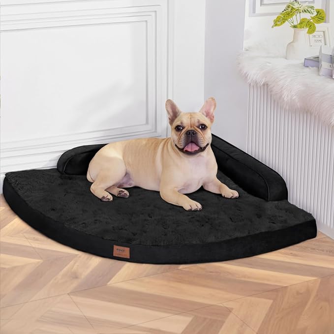 MEKIY Orthopedic Waterproof Dog Bed with Sides for Large Sizes Dogs | Egg Crate Foam, Waterproof Liner, Anti-Slip Bottom, Space-Saving, Perfect for Corners and Sofa Edges, 38 x 38 Inch by Mekiy