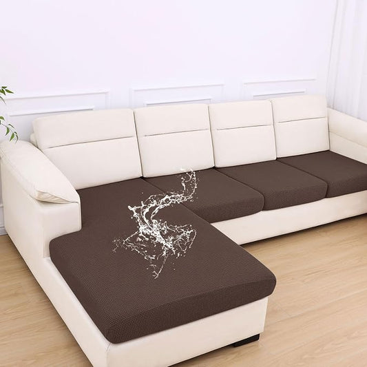 hyha Waterproof Couch Cushion Covers for Pets, Non Slip Sofa Seat Cover | Stretch Jacquard Fabric, Elastic Bottom, Non Slip Fit, Waterproof Protection, Pet Hair Protection (1 Chaise+3 Seater) by hyha