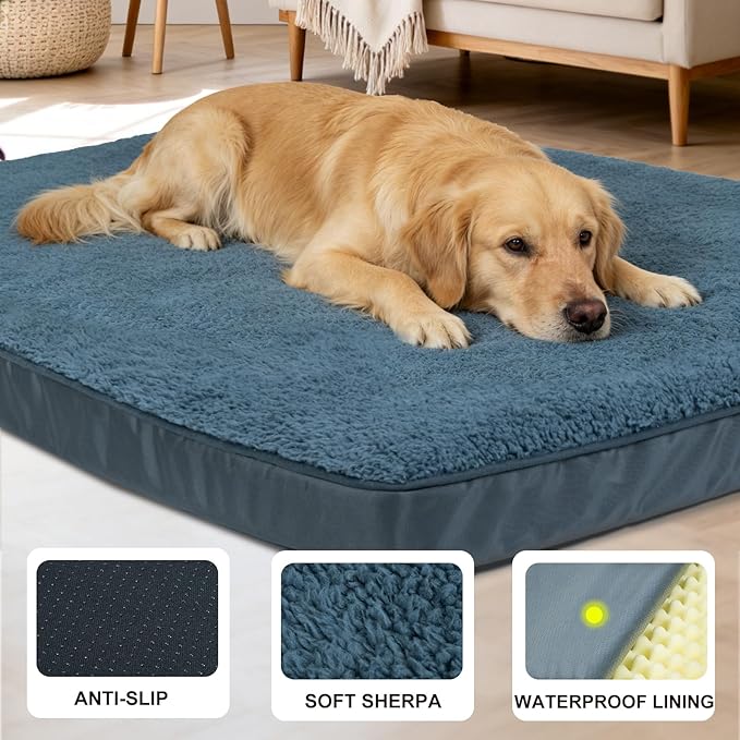 JOYELF XXLarge Dog Crate Bed Mats Orthopedic Dog Bed,Egg Crate Foam Dog Mat with Removable Cover, a Squeaker Toy as Gift - Image 4