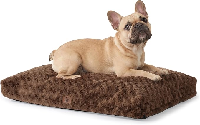 EGOHOME Dog Bed for Medium Dogs, Shredded Memory Foam, Washable, Non-Slip | Balanced Support Foam, CertiPUR-US, Removable Washable Cover, Rose Velvet, Dog Crate Bed & Kennel Pad, 29 x 21 Inch, Brown by Unknown