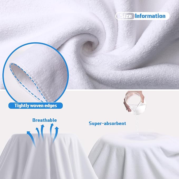 Mixweer 6 Pcs Oversized Bath Towels, 40 x 80 Inch Giant Microfiber Jumbo Bath Sheets Soft Bathroom Microfiber Quick Dry Absorbent Shower Towels for Spa Camping Beach(White) - Image 6