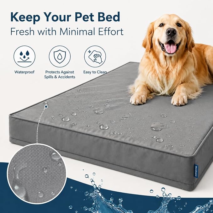 WNPETHOME Outdoor Waterproof Dog Bed Large Sized, Washable Creat Pad 30" | Outdoor & Indoor Use, For Large Sized Dog, Removable Washable Cover, Egg Crate Foam Orthopedic Dog Mat, Up to 35 lbs - Image 2
