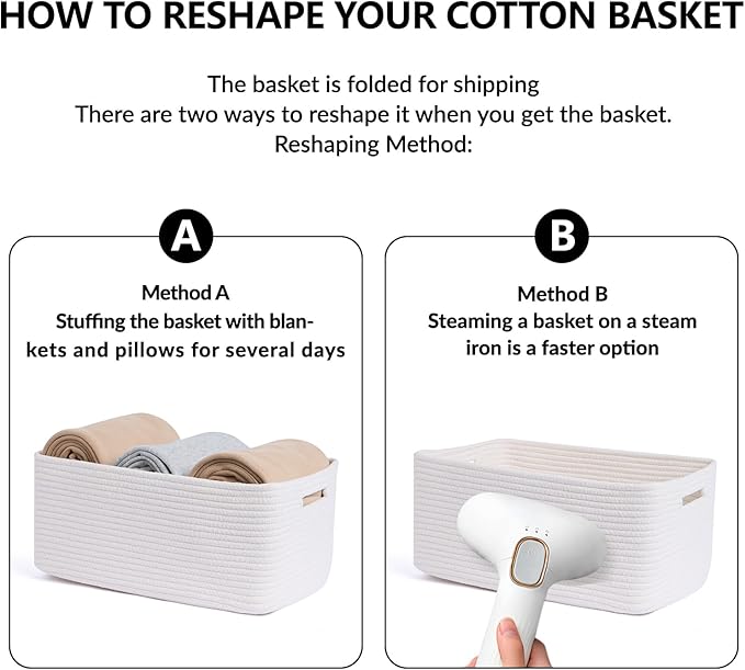 MiniArk Large Storage Baskets for Shelves, 17 x 13 x 7.5” Closet Organizers Bins for Clothes Blanket Towels, Baby Nursery, Toy Baskets Box, Woven Rope Baskets, 3 Packs Off White - Image 7