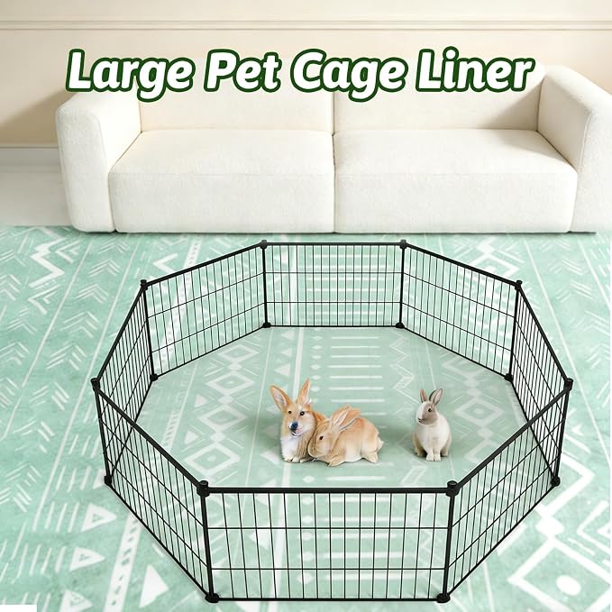 BNOSDM Washable Rabbit Cage Liner Waterproof Bunny Floor Mat for Cage, Playpen & Hutch, Anti Slip Pet Rug for Rabbits,Guinea Pigs, Small Animals - Reusable Pee Pad 91"X 63" - Image 6