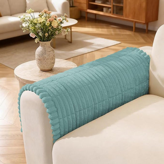 Fuzzy Couch Arm Covers for Dogs Washable, Thick Couch Covers for 3 Cushion Sofa Pet Friendly, Non Slip Plush Dog Couch Cover for for Sectional, Loveseat (Turquoise, 17.6" x 17.6") by CYCMACOHOME
