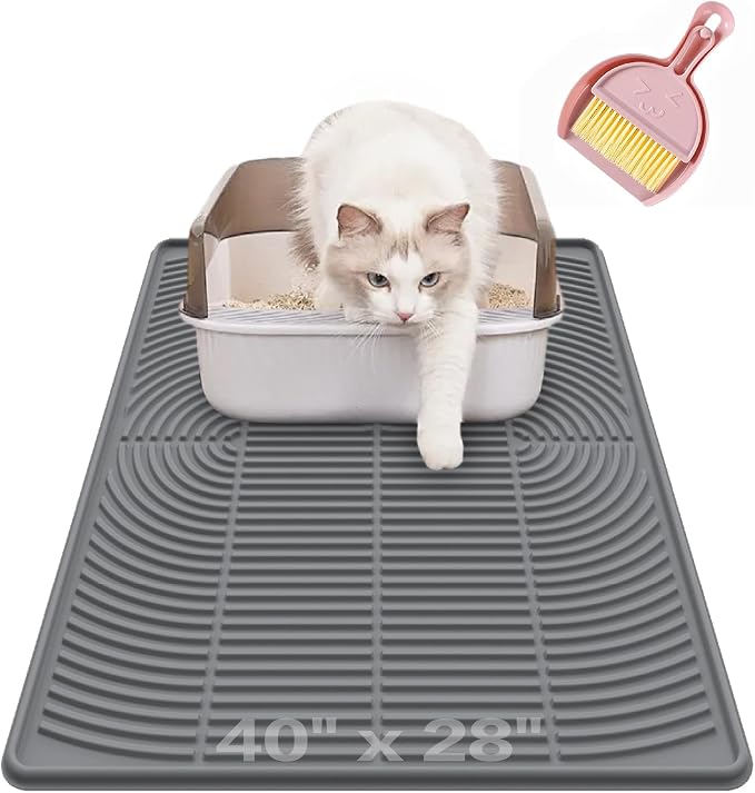 Silicone Cat Litter Mat Large, 40'' x 28'', Waterproof Trapping Mat for Litter Box, Easy Clean & Non-Slip by Unknown