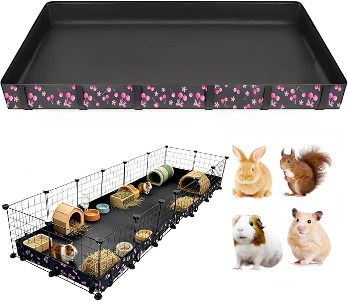 DZWLKJ Waterproof Guinea Pig Cage Liner,Washable Tarp Bottom Base,Cherry Graphic,24"x72", Reusable for Rabbit, Chinchilla, Hedgehog, Ferret & Other Small Animals. by DZWLKJ