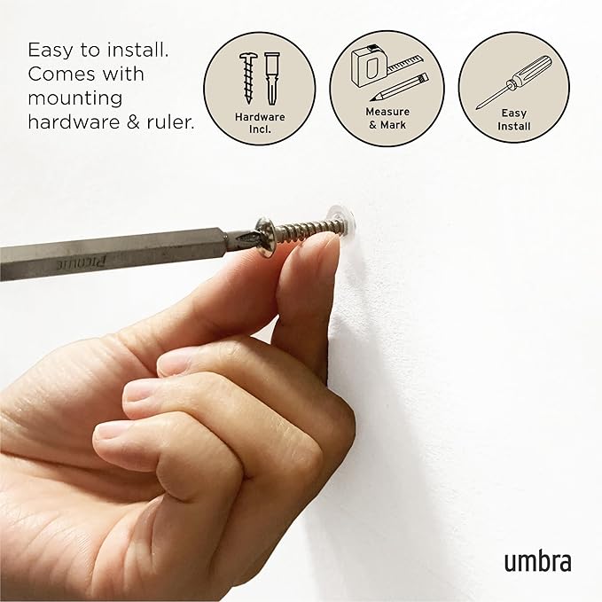 Umbra Flip Coat Rack, Wall Mount Retractable Hooks, 3-Hook, Natural/Nickel | Real wood and steel build, folds flat when not in use, holds coats bags and scarves, easy install - Image 6