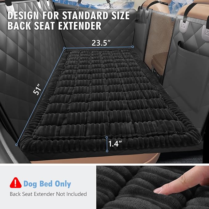 Dog Bed for Car Back Seat, Non-Slip Backseat Pet Mat Standard, 51''X23.5'' | Soft Blanket for Travel, Plaid Flannel, Quilted PP Cotton Filling, Non-Slip Backing, Machine Washable, Fit Backseat Extenders - Image 8