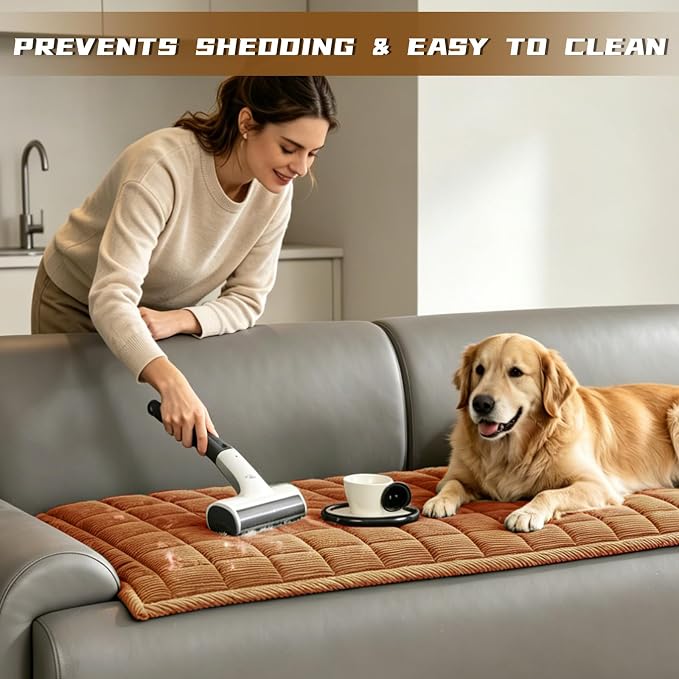 HAOYONG Couch Covers for Dogs Washable, Non Slip Fuzzy Durable Couch Covers for Extra Large Loveseat Sofa Pet Friendly Furniture Protector Covers Dog Mat for Couches (Coffee, 27.6"×70.9") - Image 2