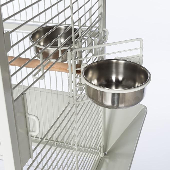 Prevue Pet Products Dome Top Bird Cage - Powder‑Coated Steel Cage with Wheels, Push Button Locks, Seed Guards and Perch, Ideal for Cockatiels, and All Small-Medium Sized Birds - Chalk White - Image 7