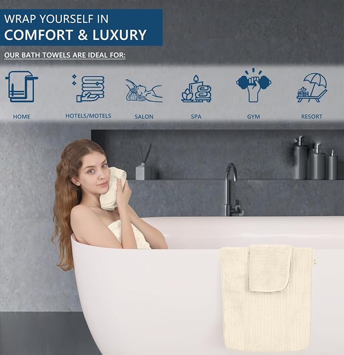 Extra Large Bath Sheet Set of 4,Ultra Soft Fluffy Towel,35”x 70”Oversized Bath Towel Set,Premium Microfiber Bathroom Towel Set Highly Absorbent Quick Dry Shower Towel for Bathroom,Hotel,Spa(Beige) - Image 4
