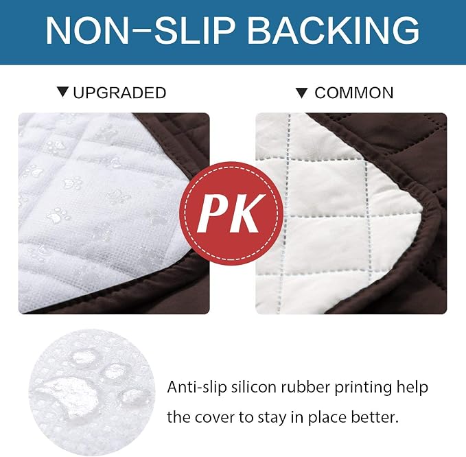 H.VERSAILTEX 100% Waterproof Sofa Slipcover Washable Sofa Cover Non-Slip Couch Cover for 3 Cushion Cover Furniture Protector for Pets Couch Slipcovers with Puppy Paw Silicone Backing (XL Sofa, Brown) - Image 6