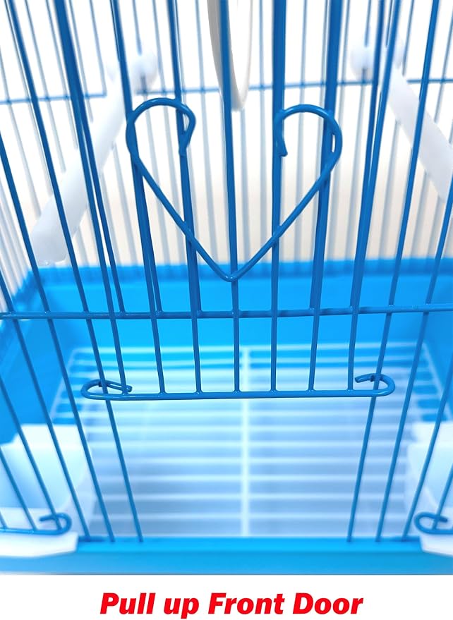 Lot of Ten Aviary Breeding Breeder Bird Cages for Lovebird Finch Parakeet - Mixed Colors (3 Blue Dome Top, 3 Green Roof Top, 4 Yellow Flat Top) - 11.5" W x 9" D x 15.5" H with 3/8" Bar Spacing - Image 8