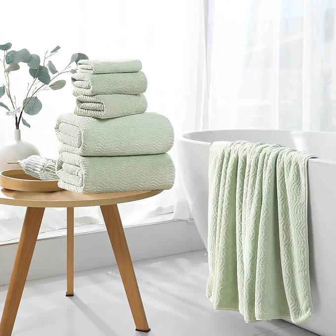 4 Piece Extra Large Bath Towel 35"x70" Oversized Bath Sheet Green Bath Towel Set for Bathroom Ultra Soft Cozy Highly Absorbent Quick Dry Bathroom Towel for Spa Gym Hotel,Shower Towel for Daily Use - Image 4