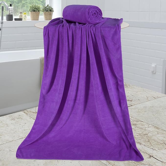 JML Microfiber Bath Towels, 2 Pack, 30" x 60", Violet | Oversized, Ultra Soft, Super Absorbent, Fast Drying, Perfect for Bathroom, Shower, Sauna, Yoga, Gym - Image 8