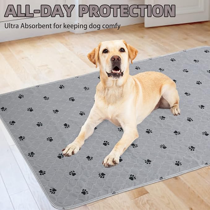 PUPTECK Washable Pee Pads for Dogs Dog Training Pads 2 Pack Grey 36x72 in | Reusable Puppy Potty Training Pads Whelping Mat Pet Food Feeding Mat Leakproof Fast Absorption Non-Slip for Couch, Crate - Image 8