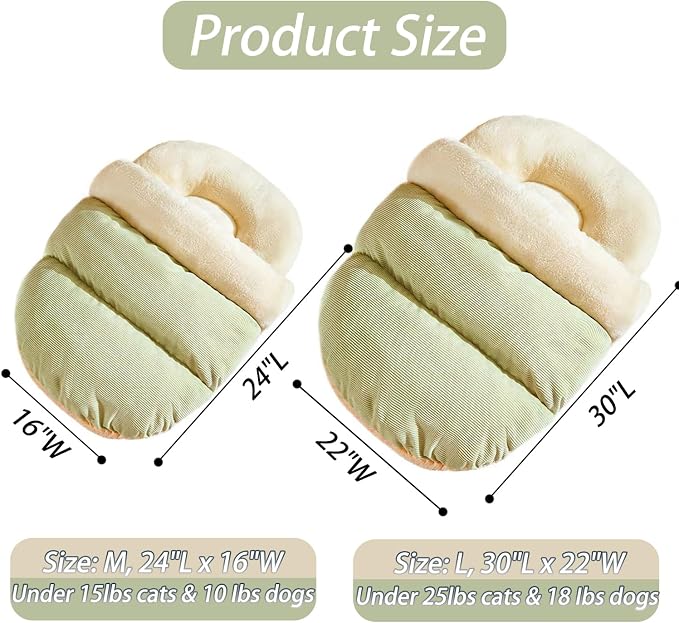 Romaneco Bed for Dog and Cat, Pet Bed, Ultra Soft Cute Plush Slipper Cat Cave Bed, Anti Slip Warm Pet House Nest, Self-Warming, Ideal for Indoor Use - Fits up to 25lbs (30"X22", L, Green) - Image 2