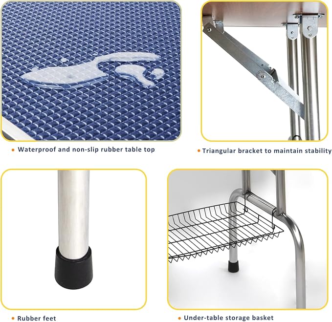 ROOMTEC 36" Dog Grooming Table,Foldable Home Pet Bathing Station with Adjustable Height Arm/Noose/Mesh Tray - Image 4
