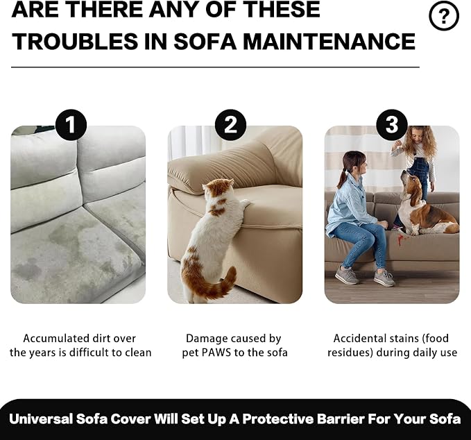DREAMINGO Boho Couch Cover Sofa Covers for 3 Cushion Couch Jacquard Chenille Couch Cover Blanket Living Room Pet Furniture Protector Sectional Couch Covers for Dogs Washable, Black, 71"x134" - Image 4