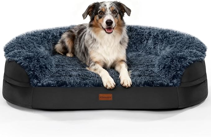 iweepet Fluffy Orthopedic Dog Beds for Large & Extra Large Dogs, 41" Calming Dog Sofa Bed with Supportive 28D Egg-Crate Foam, Removable Washable Cover, Waterproof Lining, for Puppy,Senior,Sick by iweepet
