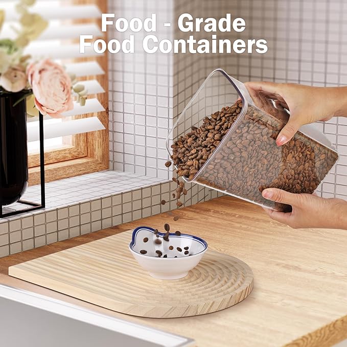 Melovom 8 Pcs Pop Food Storage Containers Airtight Food Storage Containers Set with Lids Kitchen Pantry Organization and Storage, 3.4Qt, 2.8Qt, 2.1Qt, 1.2Qt - Image 8