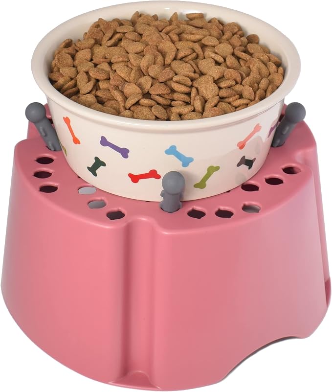 My Bowl Stand | 5” Elevated Stand for Any Dog Bowl up to 7.5” Width, Made in USA, Lift Your Pet’s Food or Water, Reduces Joint Strain, Sturdy + Washable + Stackable, Adjustable Raised Feeder by PegSet