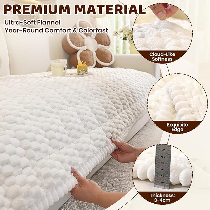 Royhom Couch Cover for Dogs Washable，Non Slip Sofa Protector for Pets | Durable & Easy Care, Soft Furniture Cover for Leather & Fabric Couches Against Claws, Spills & Fur, 35.4x82.7 Inch, White - Image 4