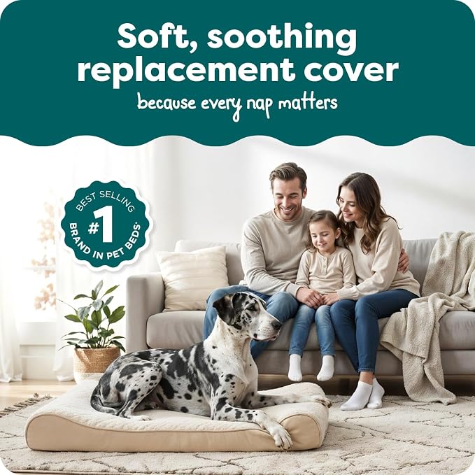 FurHaven Replacement Dog Bed Cover, Contour Luxe Lounger Design, Soft & Breathable Fabric for Cozy Comfort, Machine Washable, Jumbo Plus XXL, Ultra Plush Faux Fur & Suede, Cream - Image 2
