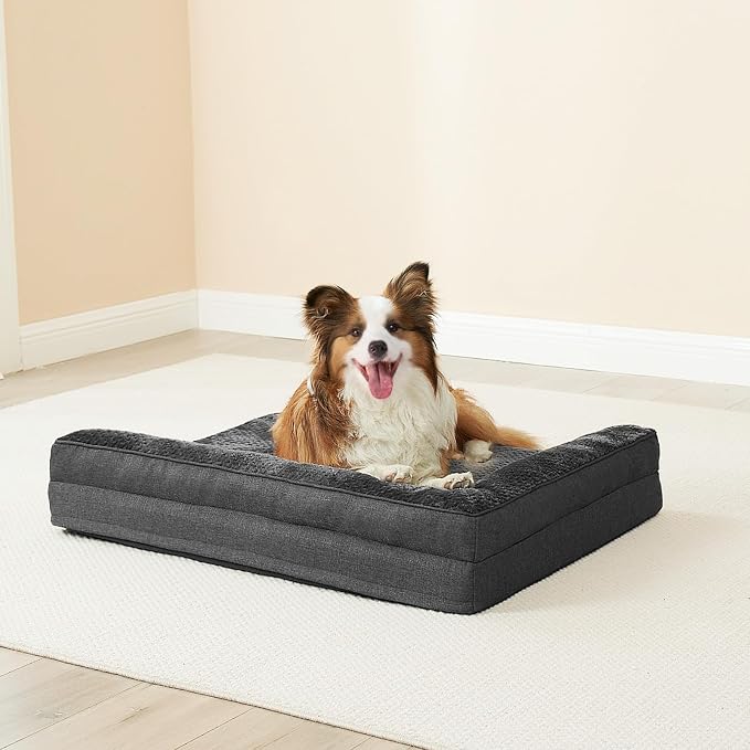 EHEYCIGA Memory Foam Dog Bed Large Size Dogs, Orthopedic Dog Bed Large with Washable Removable Cover, Waterproof Pet Sofa Couch with Nonskid Bottom, 36x27x6, Dark Grey - Image 8