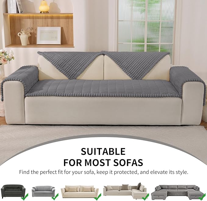 Couch Cover for Dogs,Washable Non-Slip Pet Friendly Sofa Protector | Thick Flannel Sofa Cover,Nonslip, Washable,Anti-Pilling,Pet Friendly,for Dogs & Cats,Cozy Protect Against Fur,27.6" x 70.9" - Image 6